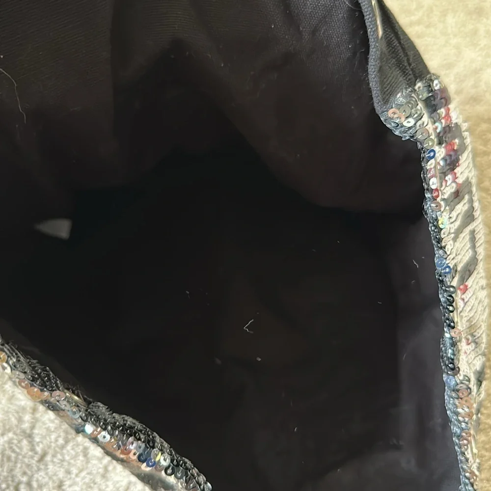 Y2k Victoria's Secret PINK Sequin Bling Backpack Book Bag Travel Silver Black